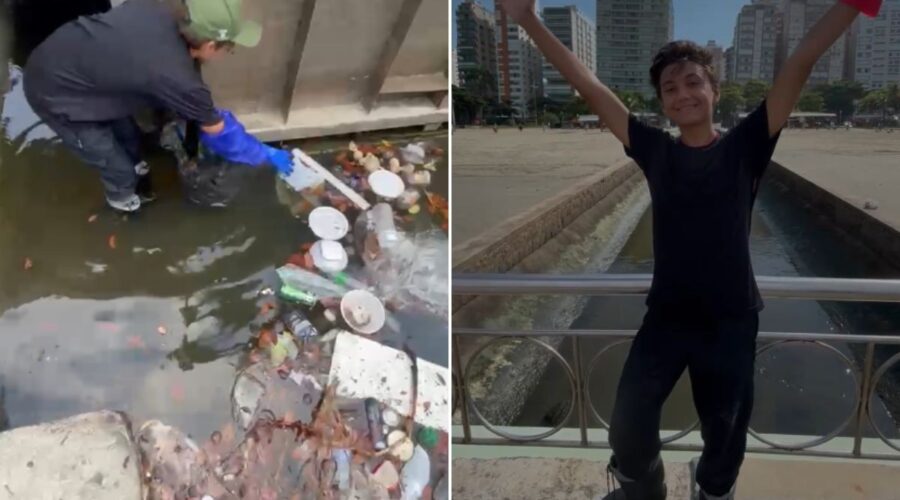 De esmalte a calça jeans: adolescente viraliza ao mostrar lixo encontrado nos canais de Santos; VÍDEO