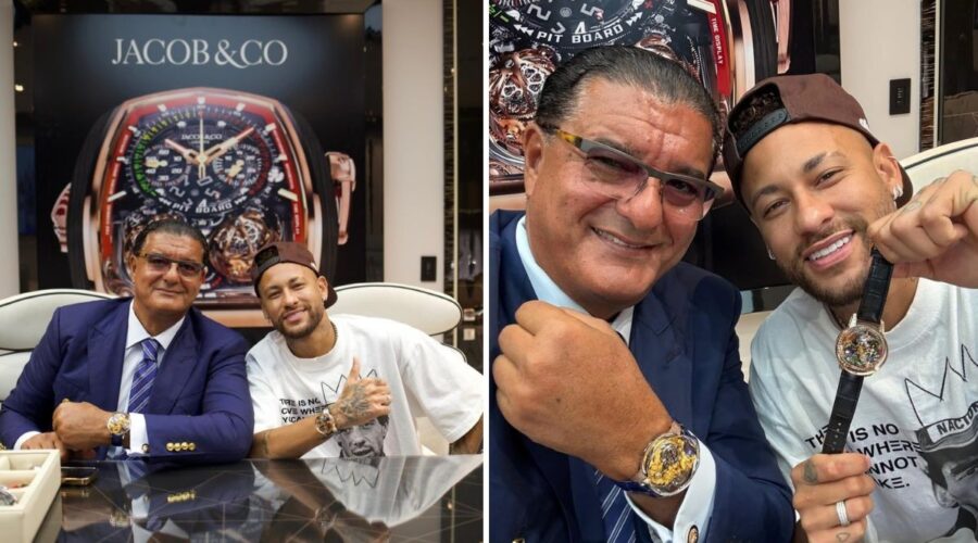 Neymar Jr. posa com Jacob Arabo, fundador de marca de relógios milionários