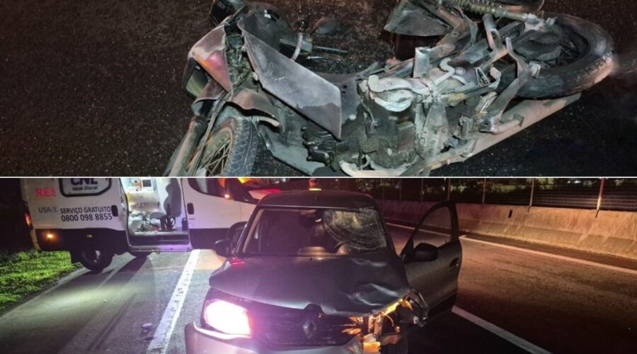 Carro bate em moto com farol apagado e piloto morre na rodovia Padre Manoel da Nóbrega