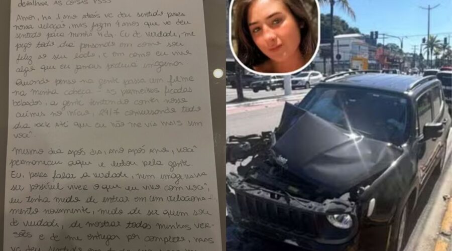 Namorado de jovem morta em acidente com motorista bêbado publica carta escrita por ela; veja