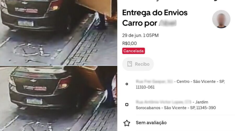 Motorista de app cancela corrida e furta TV no litoral de SP; VÍDEO