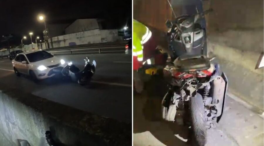 Ciclista flagra momento em que carro atropela motociclista e motorista foge sem prestar socorro; VEJA