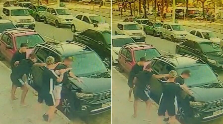 Homem é cercado e tem corrente arrancada na orla de São Vicente; VÍDEO