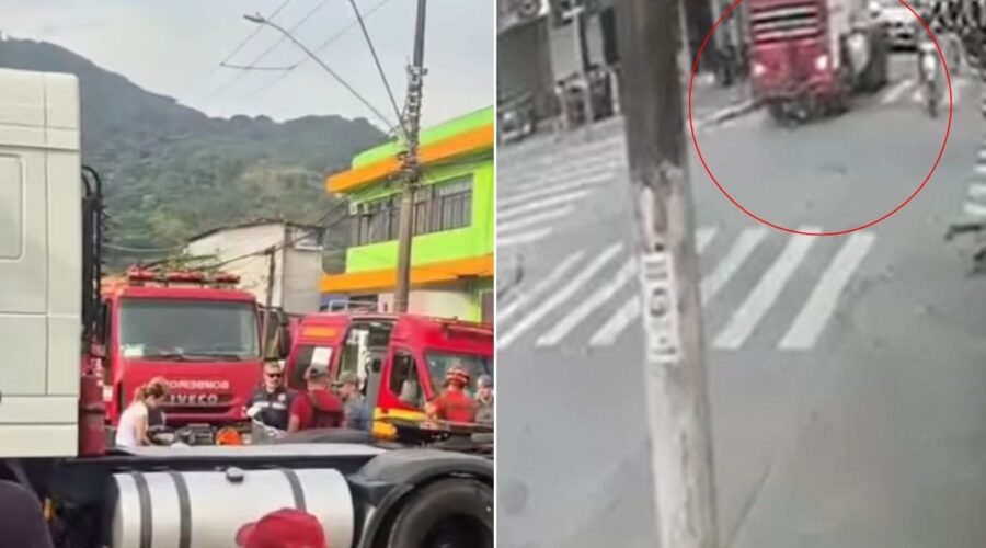 Adolescente morre atropelado por caminhão no litoral de SP; VÍDEO