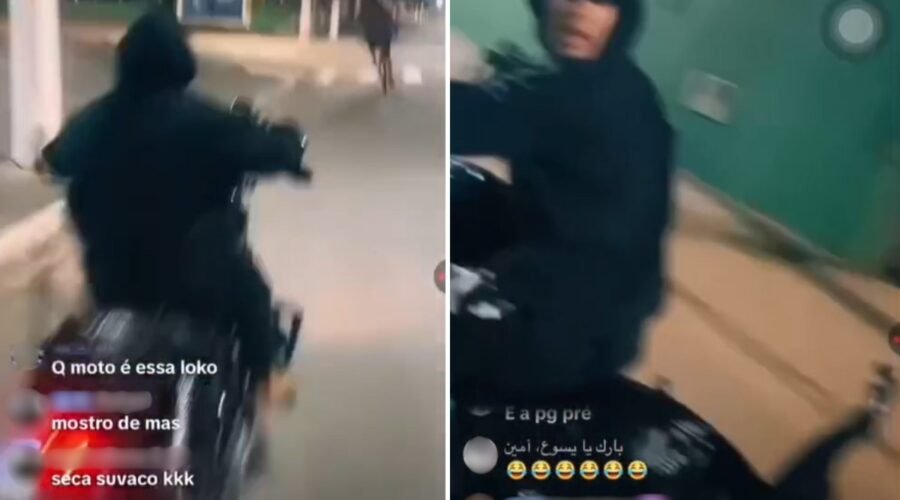 Bandidos fazem live pra mostrar furto de moto no litoral de SP; VÍDEO