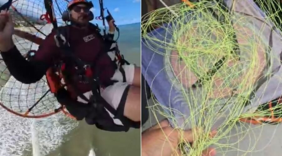Piloto de paramotor morre após queda de 10 metros no litoral de SP; suspeita é de acidente com linha de pipa