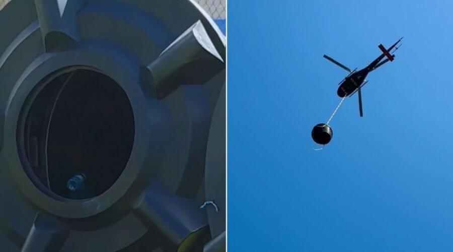 Helicópteros transportam sistemas de esgoto até quilombo de difícil acesso em SP; VÍDEO
